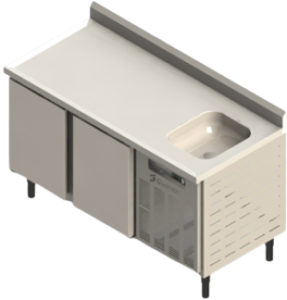 Refrigerador Horizontal com 2 Portas inox e Cuba